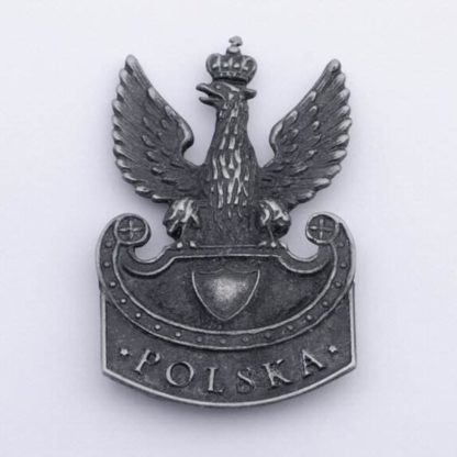 Polski Orzełek Legionowy wz. 1919 napis Polska, na magnes, stare srebro