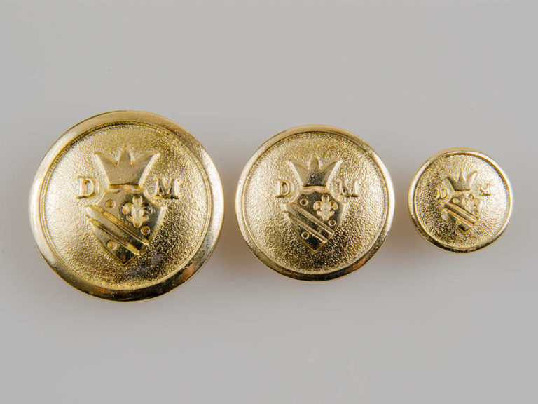 Guzik z herbem i koroną kolor złoty śr. 27, 22 i 15 mm