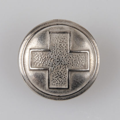 Guzik Polskiego Czerwonego Krzyża (PCK), II RP 1938r. kolor srebrny śr. 21 mm