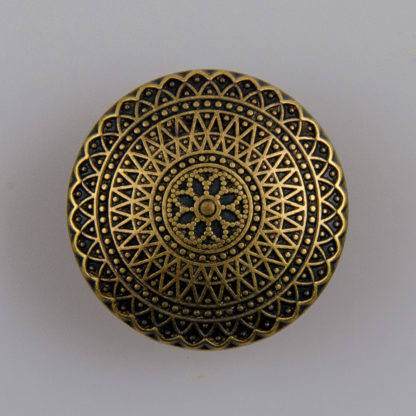Guzik ozdobny antyczny ze wzorem koronkowym (mandala, fraktal), kolor stara miedź, śr. 25 mm
