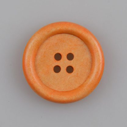 Guzik drewniany z obrzeżem 4 mm, 4 dziurki, śr. 25 mm, kolor pinia