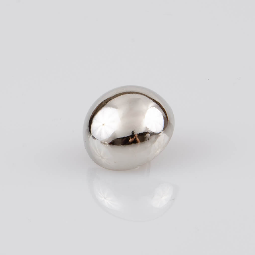 Guzik grzybek gładki srebrny śr. 15 mm