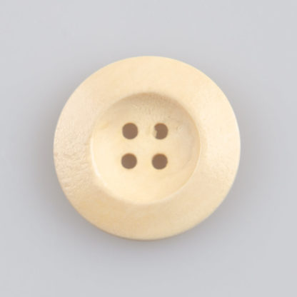Guzik drewniany z płaskim rantem 5.8 mm, 4 dziurki, śr. 25 mm, kolor jasny beż / ecru