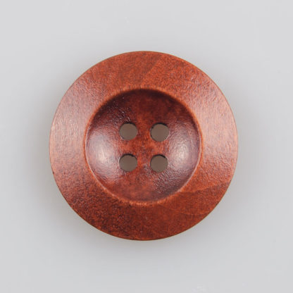Guzik drewniany z płaskim rantem 5.8 mm, 4 dziurki, śr. 25 mm, kolor mahoń
