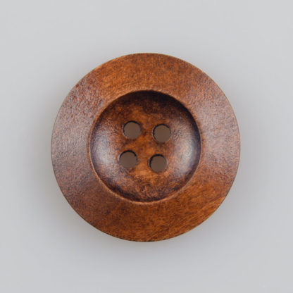 Guzik drewniany z płaskim rantem 5.8 mm, 4 dziurki, śr. 25 mm, kolor orzech