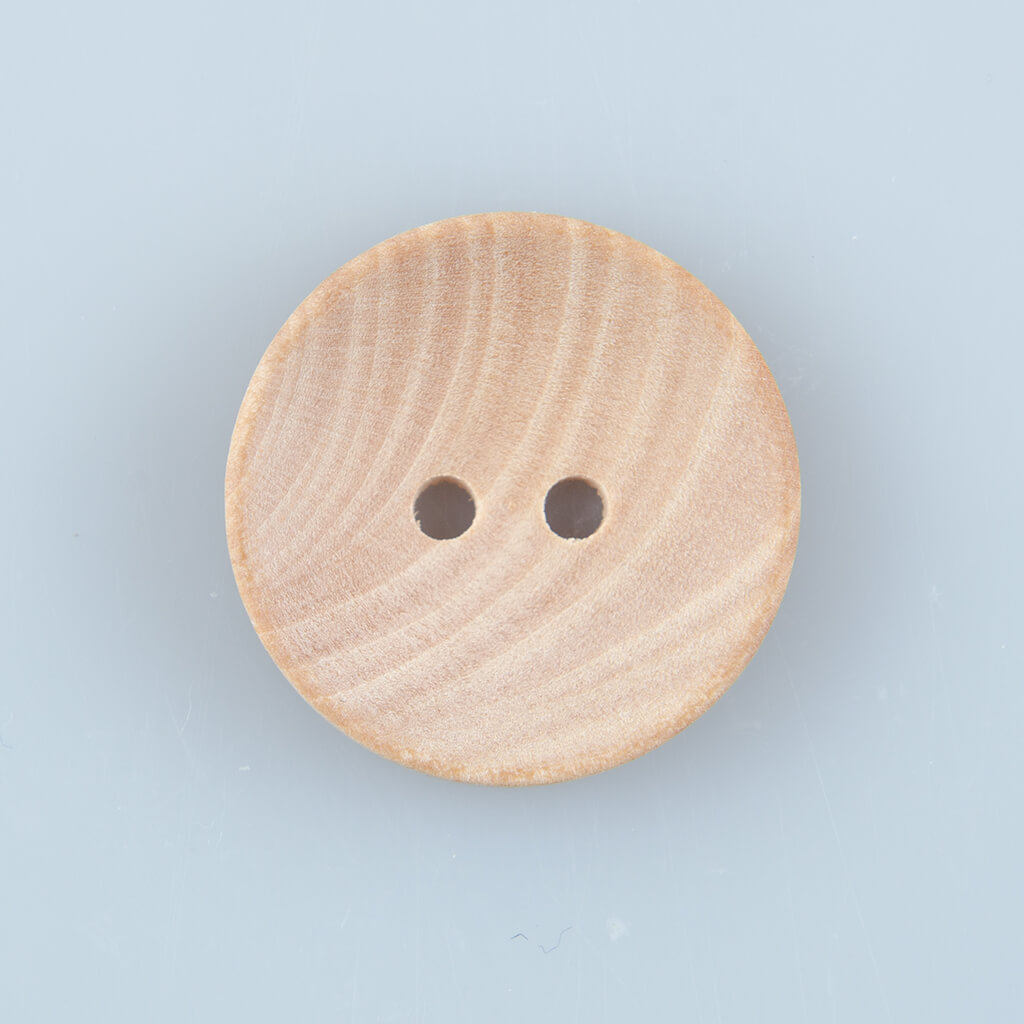 Guzik drewniany wklęsły z drewna kameliowego, śr. 20 mm, 2 dziurki