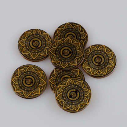 Guzik drewniany Mandala Indie Buddyzm, 2 dziurki, śr. 25mm (Wzór nr 6)