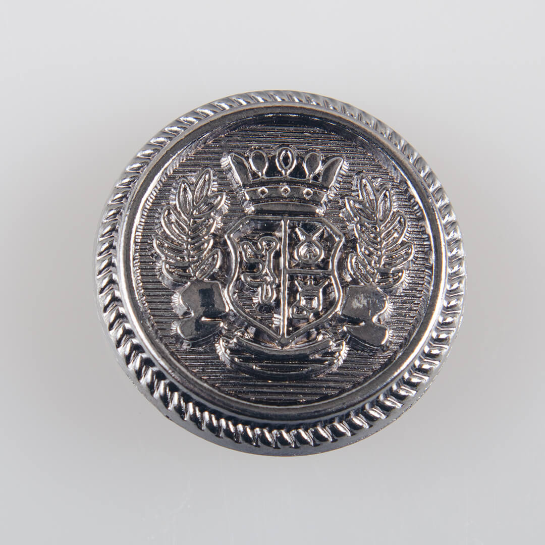 Guzik królewski z herbem, kolor srebrny, śr. 25 mm