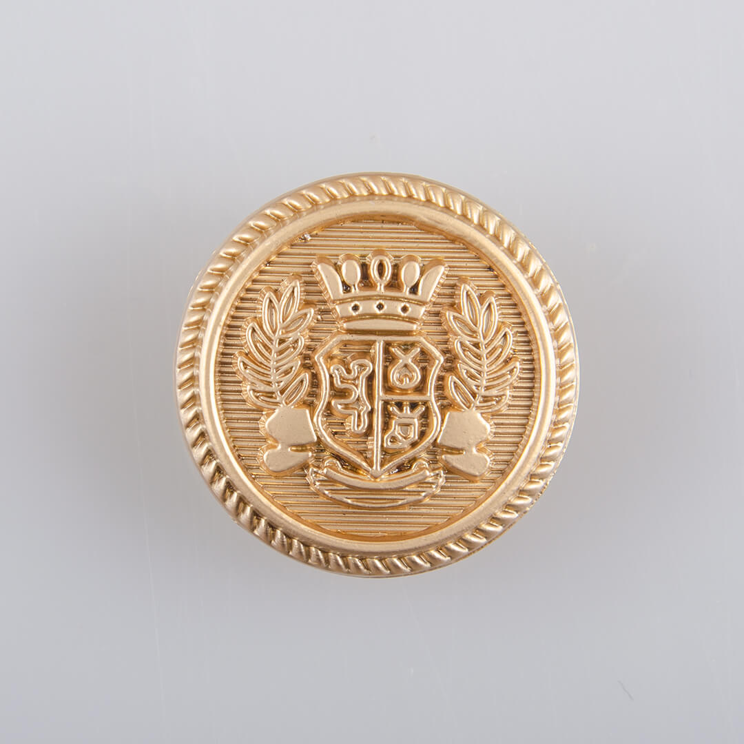 Guzik królewski z herbem, kolor antyczne złoto, śr. 20 mm