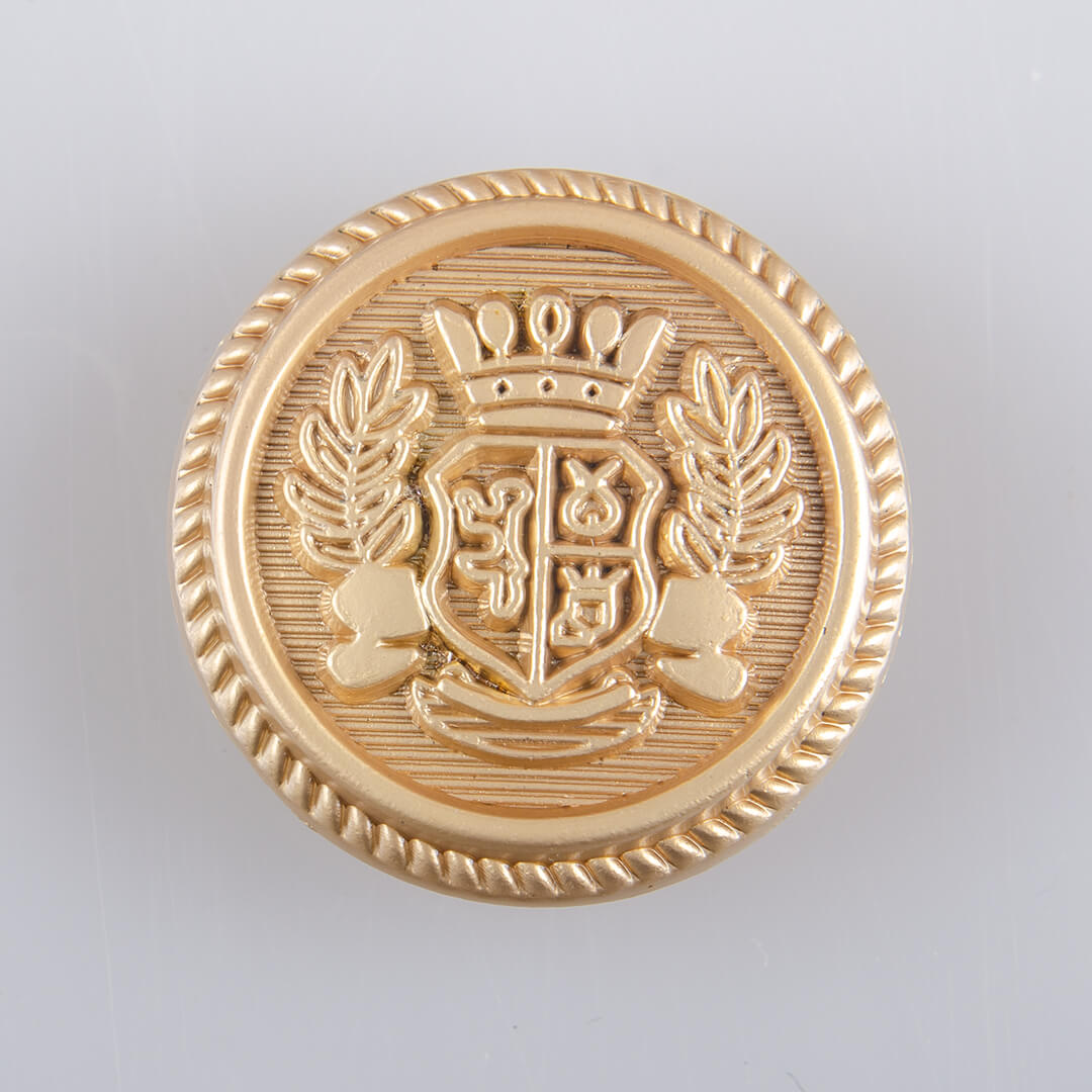 Guzik królewski z herbem, kolor antyczne złoto, śr. 25 mm