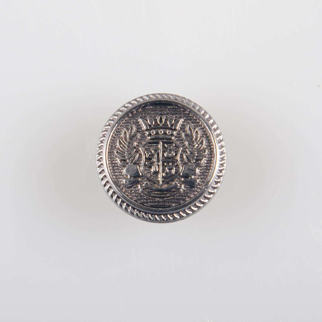 Guzik królewski z herbem, kolor srebrny, śr. 15 mm