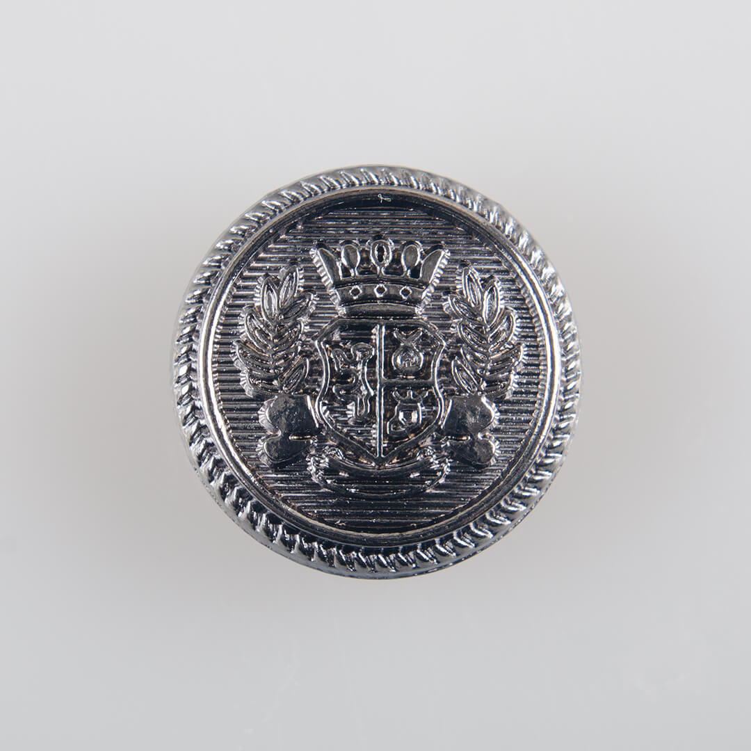 Guzik królewski z herbem, kolor srebrny, śr. 20 mm