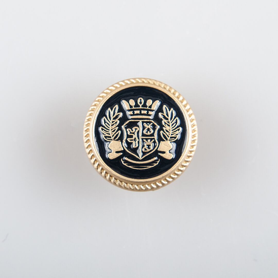 Guzik królewski z herbem, kolor złoto-czarny, śr. 15 mm