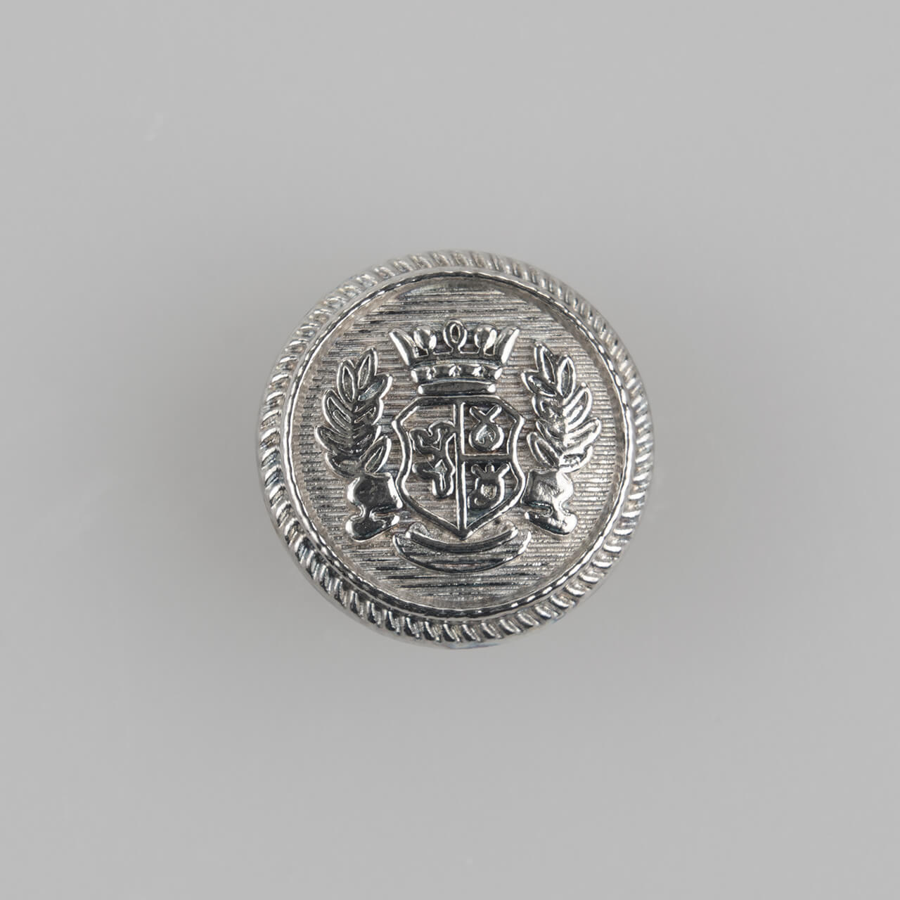 Guzik królewski z herbem, kolor srebrny, śr. 15 mm
